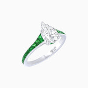 Pear - Shape Center Stone Mounting Ring with Channel - Set Accents - Shahin Jewelry